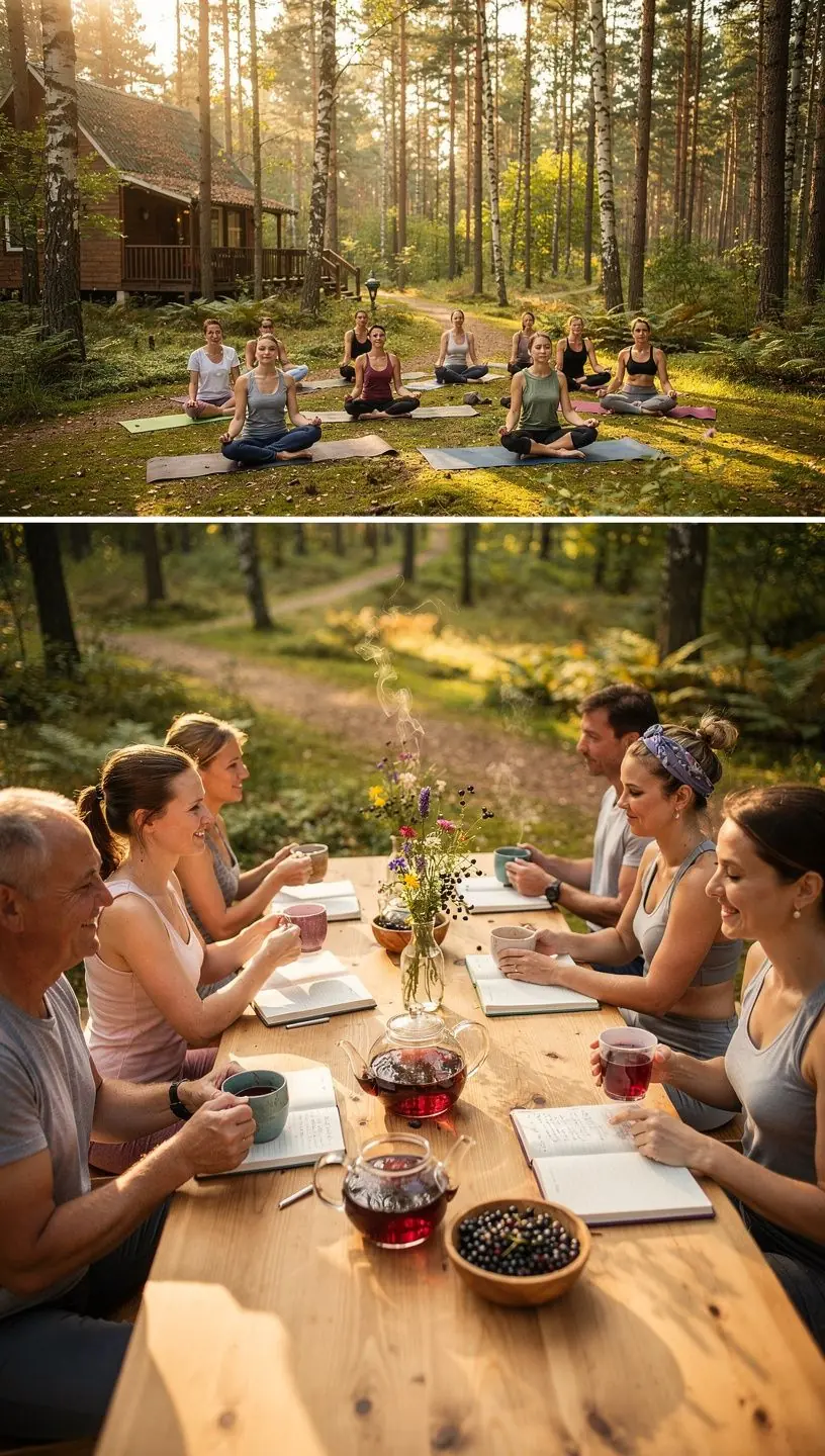 Šiltas juodųjų serbentų arbatos puodelis šalia šviežių uogų.