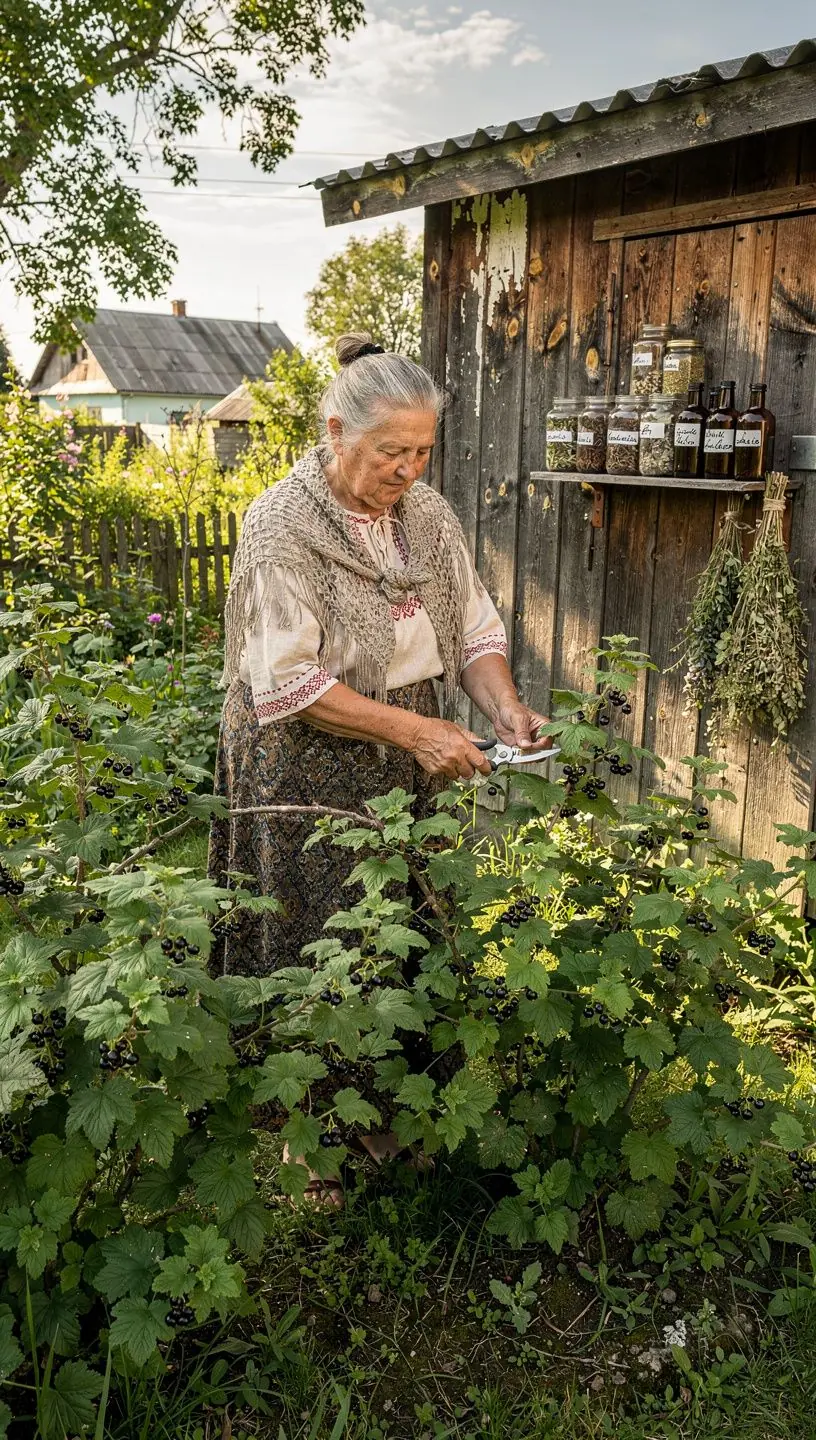 Gausus vitamino C juodųjų serbentų gėrimo indelis su uogomis.