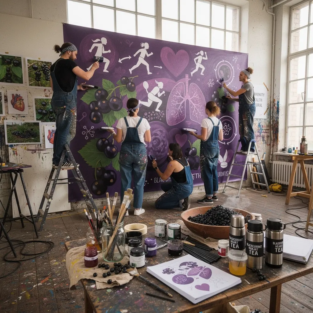 Juodųjų serbentų arbata puodelyje su šviežiais uogų lapais.